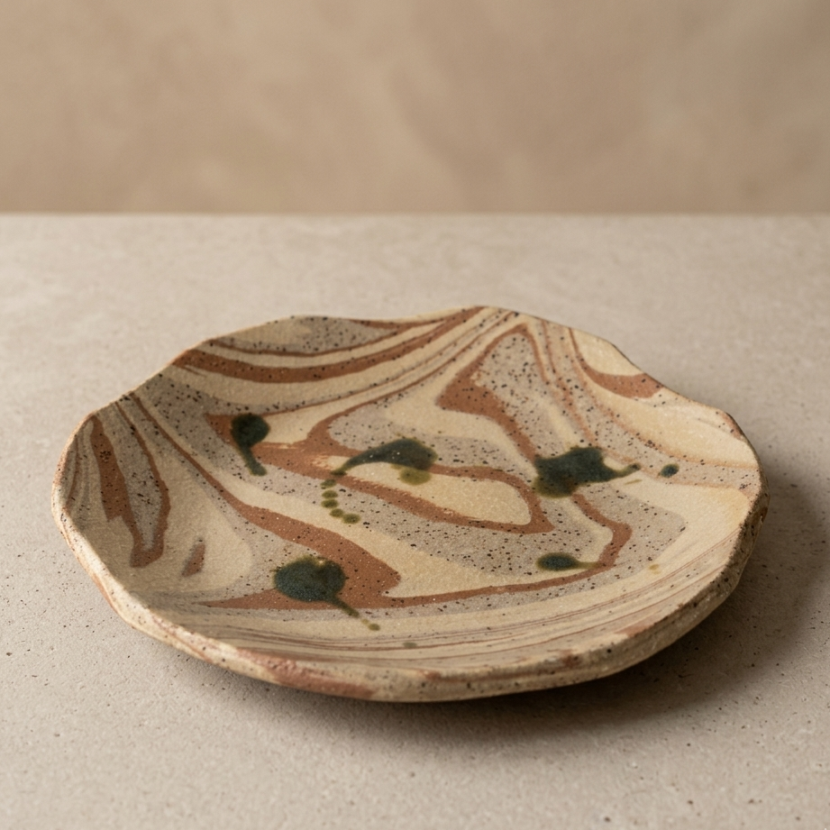 Plato Marmoleado Brown & Green