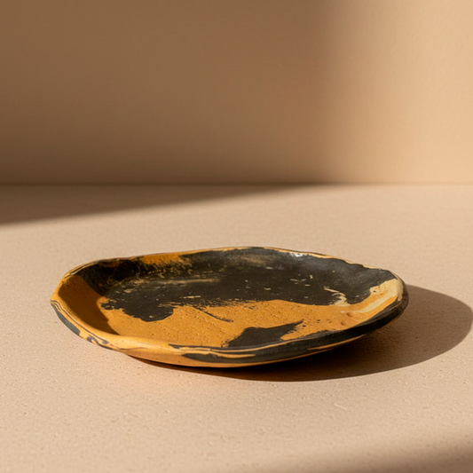 Plato Marmoleado miel