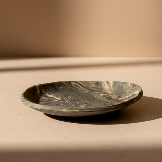 Plato Marmoleado b&n